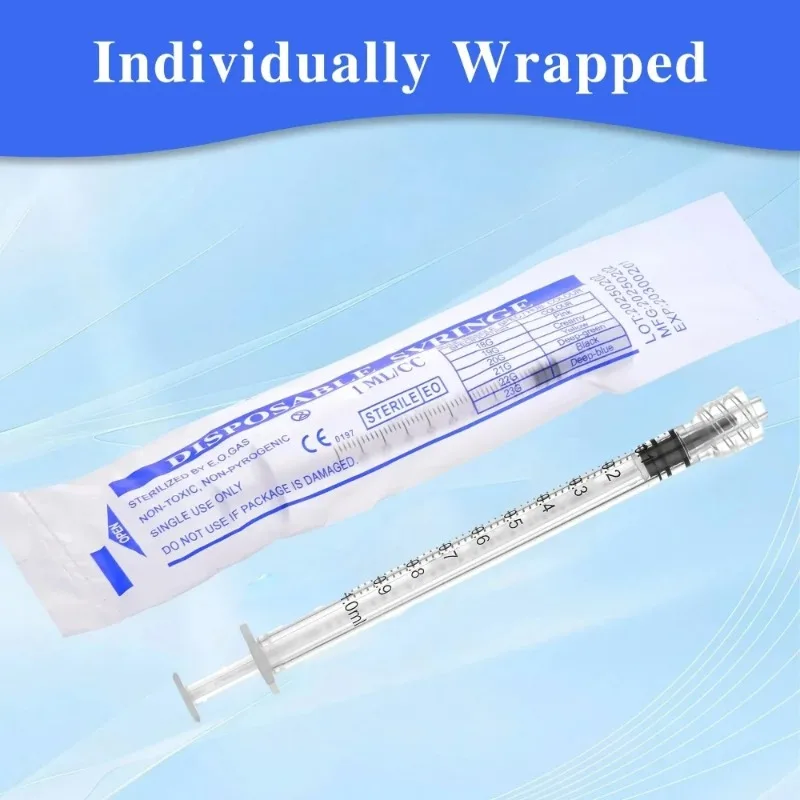 10-100 Pieces Laboratory Dedicated Luer Lock 1ml 1cc Syringe Individual Packaging Injector Glue Dispener Sterilized for Sampler