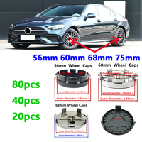 80Pcs-20Pcs 56mm 60mm 68mm 75mm 3Pin For GLA GLB GLC A B C E Class Car Wheel Hub Center Caps Cover Badge Emblem Logo Accessories
