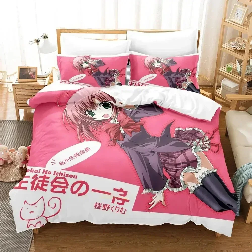3D Print Anime Student Council's Discretion Bedding Set Duvet Cover Bed Set Quilt Cover Pillowcase king Queen Size Boys Adult