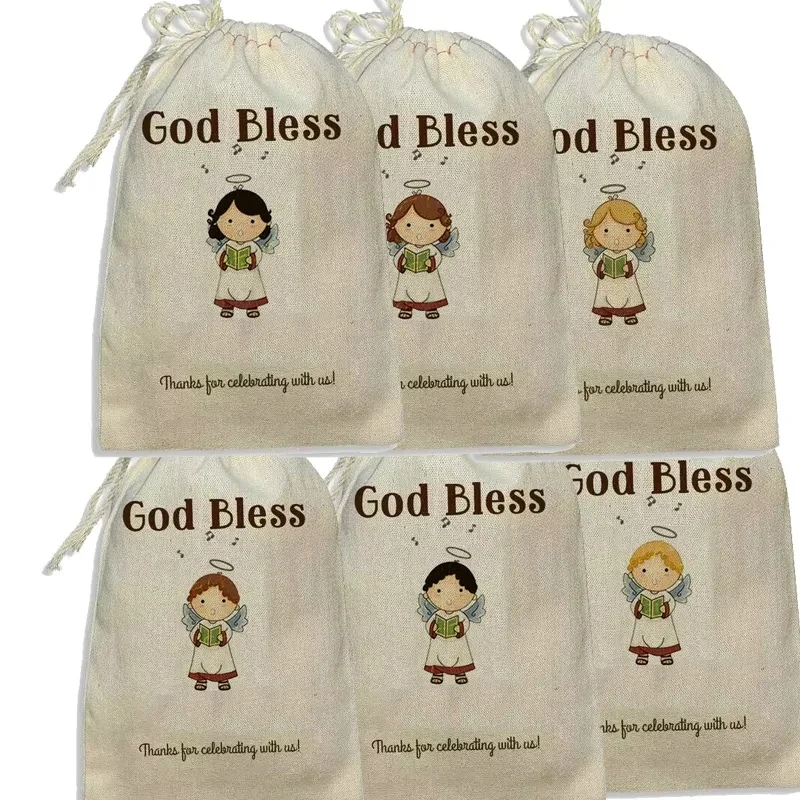 20pcs God Bless Gift Bags Religious Party boy girl 1st First Communion Christening Baptism Dessert table top decoration Favor