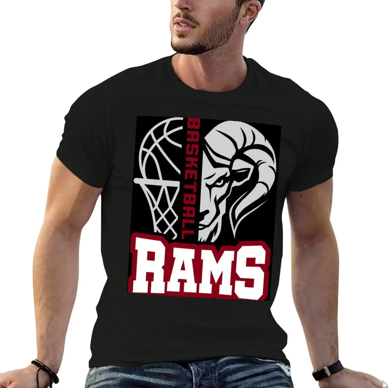 

Rams Black t funny funny shirts for t graphic man shirts man Basketball for T-Shirt cotton