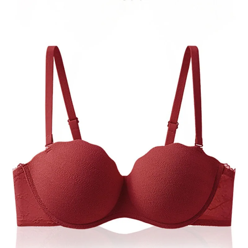

Sujetador Encaje Espalda Sexy Push Up Pechos Pequeños Correas Ocultas Ajustable Gran Copa S-XL Lencería sexy lace bra 32-38 Bra