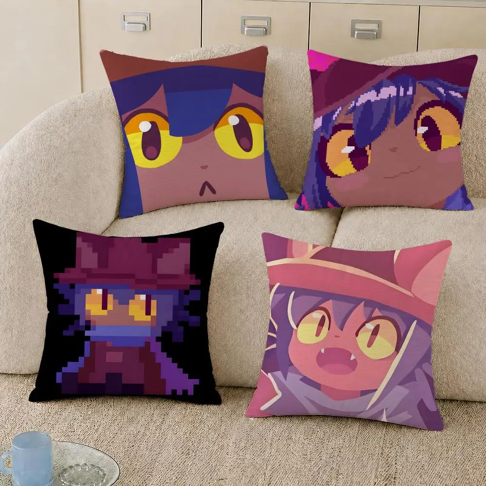 Game OneShot Niko Cute Chibi Cushion Cover Decorative Pillowcase Soft Short Plush Cozy Durable Sofa Home Decor Items Gift