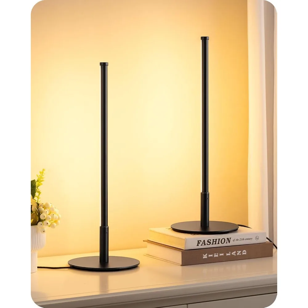 LED Table Lamp Set, Modern Desk Lamps, Stepless Dimmable with 3 Color Temperatures, 6W, Suitable for Bedroom and Living Room