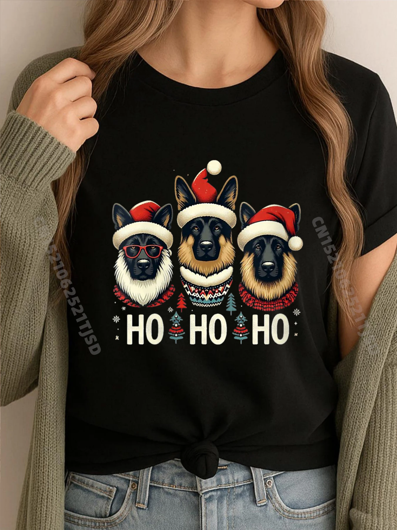 

Женская рождественская бельгийская овчарка, шляпа Санта-Клауса Малинуа, рождественские футболки в стиле Харадзюку, повседневные футболки