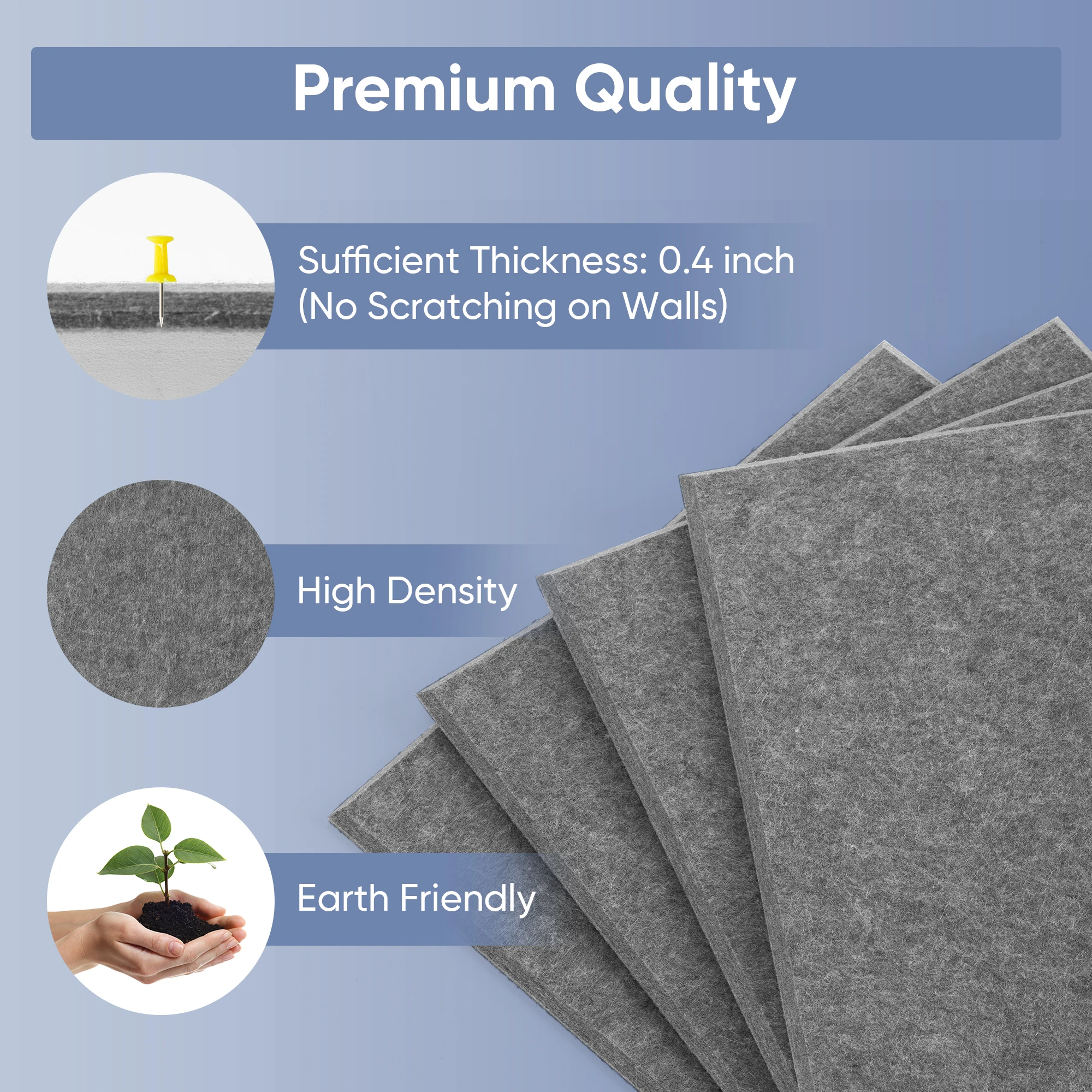 Deli 6-Pack Grey Felt Cork Board Tiles, Customizable Wall Memo Board,Includes Pins for Office, Home Kitchen