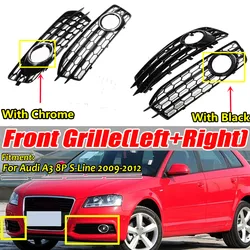 Pair HONEYCOMB Car Front Bumper Fog Light Lamp Grille Grill Cover Mesh for Audi A3 8P S-Line 2009-2012 Front Grille 8P0807682