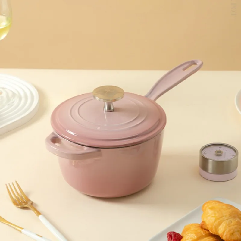 pink-enameled-cast-iron-pot-dutch-oven-with-lid-16l-nonstick-pan-for-bread-baking-casserole-enamel-coating-for-all-heat-source
