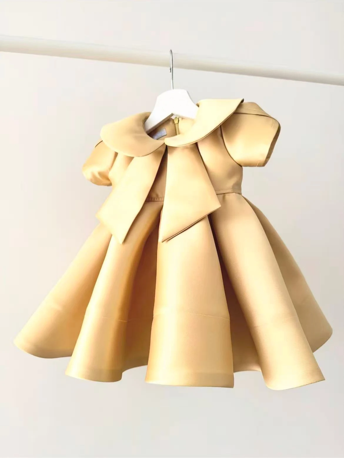 

Летнее золотое винтажное платье принцессы для маленьких девочек 0-12 лет для фотографии на день рождения, праздника Ид B460