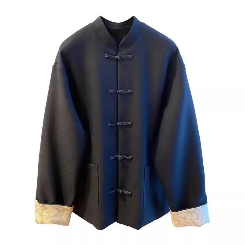 

New Women's Jacket High-grade Black new Chinese Style Tang Suit Single-breasted Coat Women's Spring and Autumn Loose Coat Tide