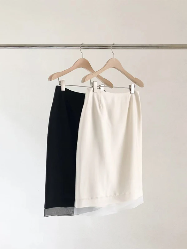 

Ele High Waist A-Line Skirt Women's New Sle Summer Thin Layer Splicing Slimming Wraparound Skirt Commute Sle