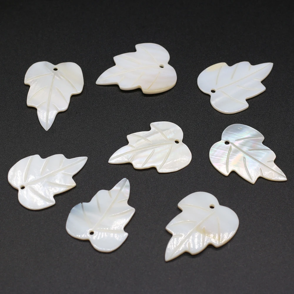 6Pcs Natural Mother Of Pearl Freshwater Shell Pendant Leaf-Shaped Loose Beads For Jewelry Making DIY Necklace Earring Accessory