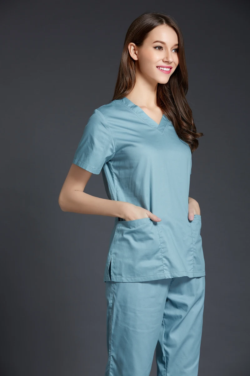 100% Cotton Thin Quality Summer Short Sleeve Dental Clinic Uniforms Scrub Clothes For Doctor Comfortable And Breathable