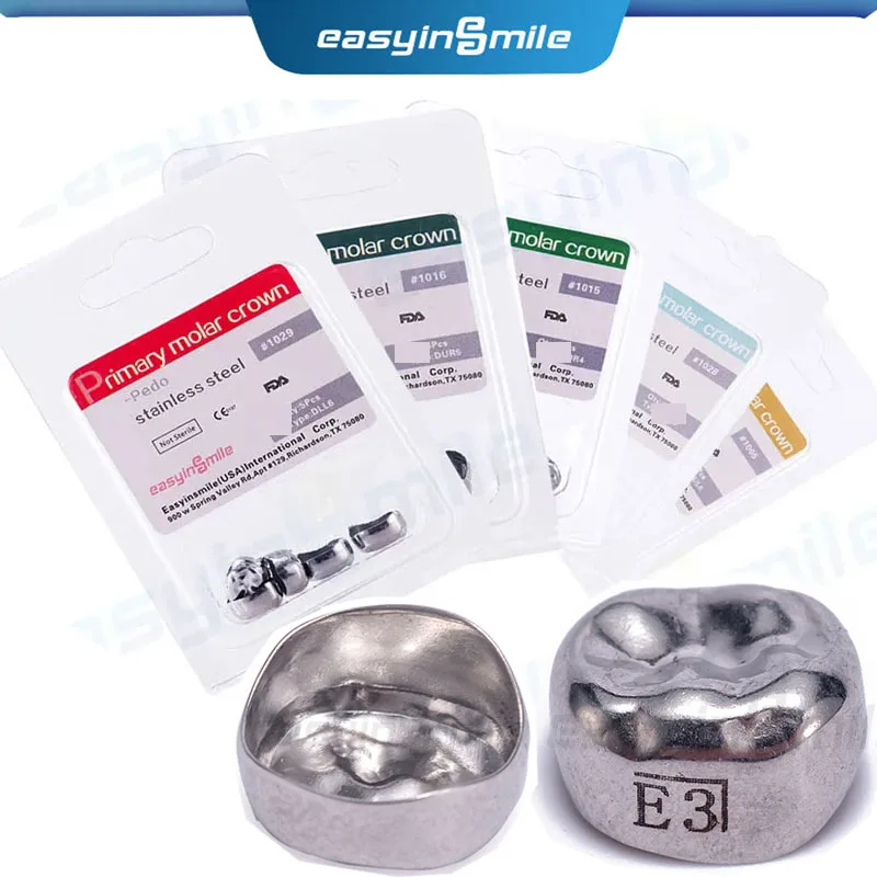 5pcs Dental Crown Stainless Steel Refill Kids Crown Proformed Pedo Crown Primary Molar 1st/2nd Crown Refills Upper Lower  D/E