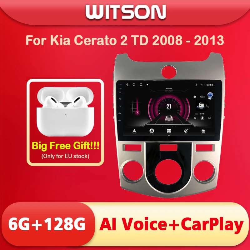 WITSON AI VOICE Android 11 Car Radio Multimedia For Kia Cerato 2 TD 2008 2009 2010 2011 2012 2013 Wireless CarPlay 4G Modem