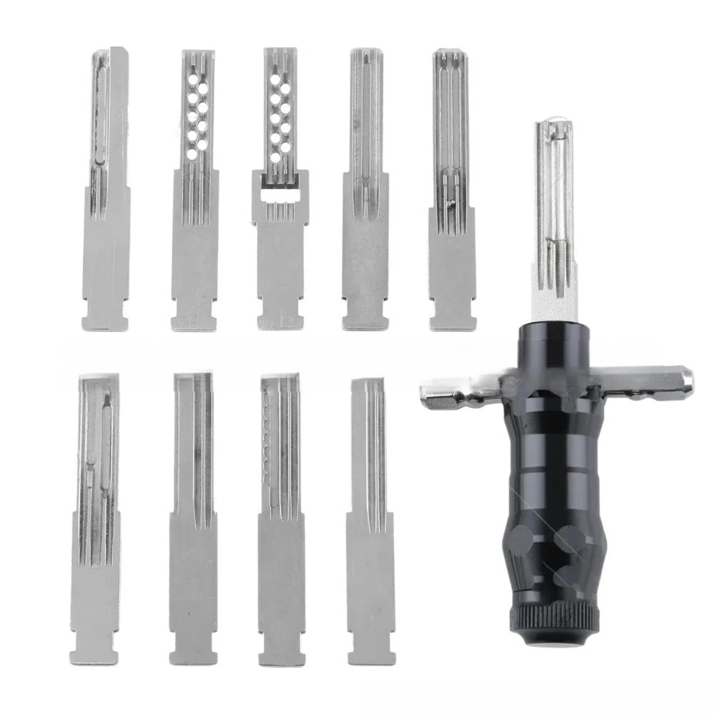 Professional Locksmith T‑Handle Lock Pick Kit 10Pcs, Lock Opening Tool, Practical Equipment For Cabinet And Door Locks