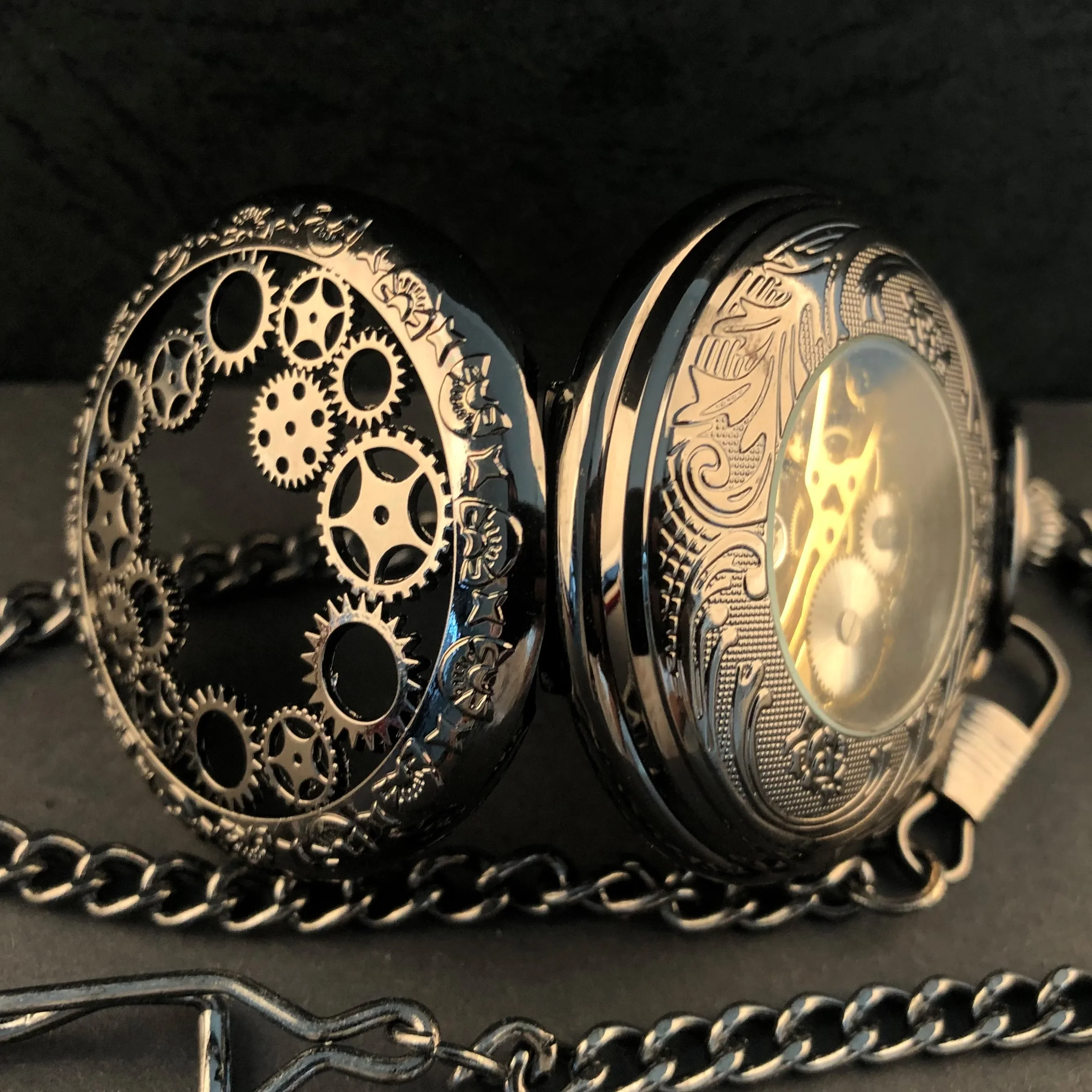 Mechanical Skeleton Gear Pocket Watch For Men Women Personalised Fob Chain Watches Vintage with Chain Clock