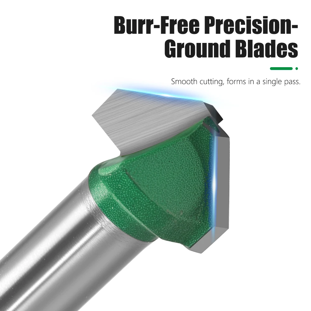 

LAVIE 1pc Flat V-Bit for Wood - 6mm 1/4" 8mm Shank, For Detailed Carving And Slotting C06027A1303GN