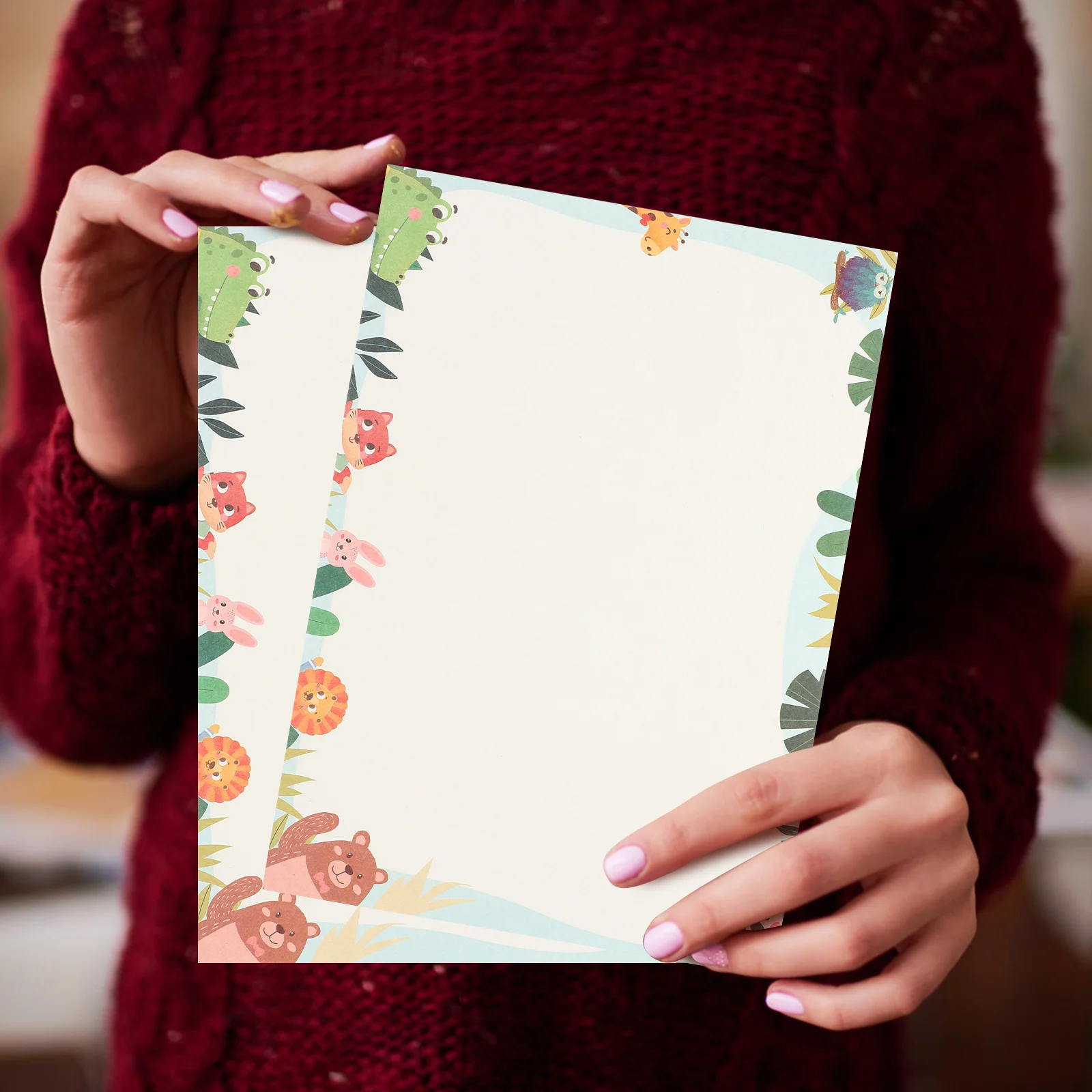 50pcs Letter Writing Paper With Colorful Borders For Notes Greeting Cards Invitations Office School Printing