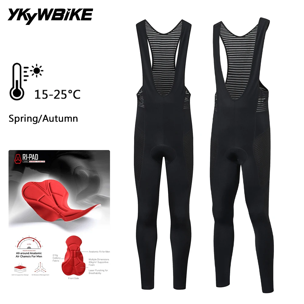 YKYWBIKE Spring Autumn Cycling Pants Men PRO Bike Long  Pants Cool Breathable Cycling bib Pants Quick Dry Bike Tight MTB