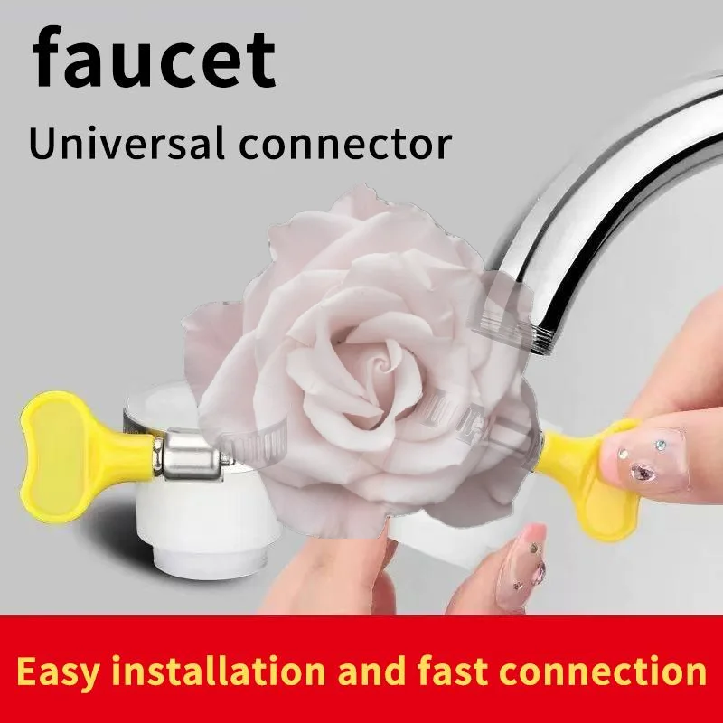 Popular Rust-proof Brass Water Tap Connector Threaded Adapter Yellow Ergonomic Plastic Handle for Garden Hose Link