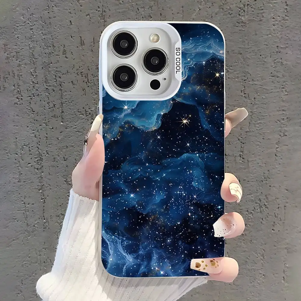 حافظة هاتف Space For Galaxy Universe لهاتف iPhone 17,16,15,14,13,12,11,Pro,XS,Max,Plus,Mini,SE غطاء مقاوم للصدمات من الحلوى البيضاء غير اللامعة