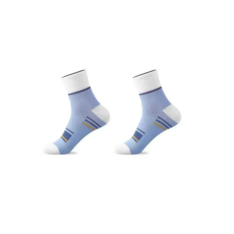 1 Pair Summer Socks Women And Men With Color Blocking Striped Breathable Midsole Socks Simple Sport Casual Middle Sock 2024