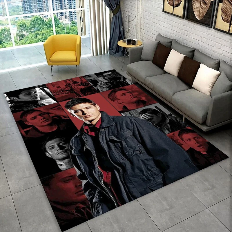 SPN Supernatural Dean Sam TV Carpet Rug for Playroom Bedroom Living Room Sofa Home Decor,kid Area Rug Non-slip Floor Mat Gift