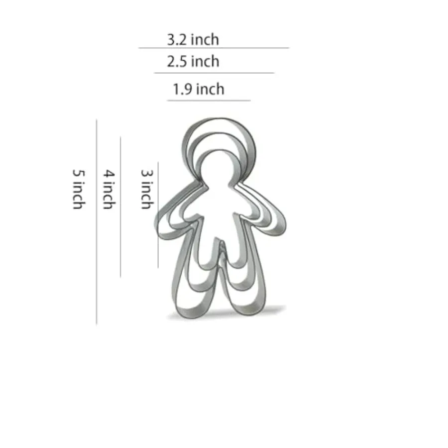 Ginger Man Ce Cutters - 5"4" 3" - 3 Piece - Stainless Steel