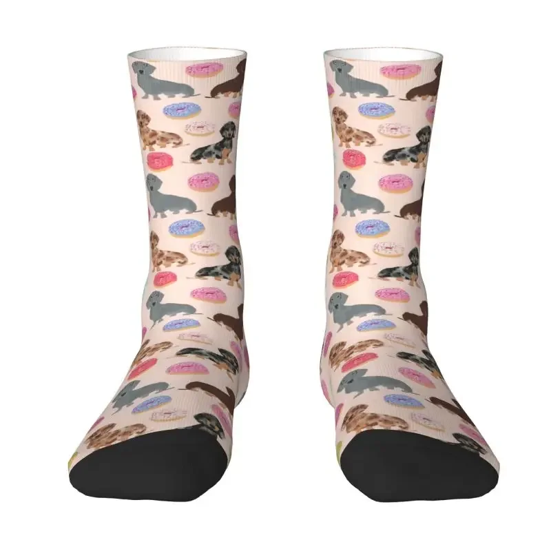 Dachshund Badger Dog Florals Mens Crew Socks Unisex Cool 3D Printed Sausage Animal Dress Socks