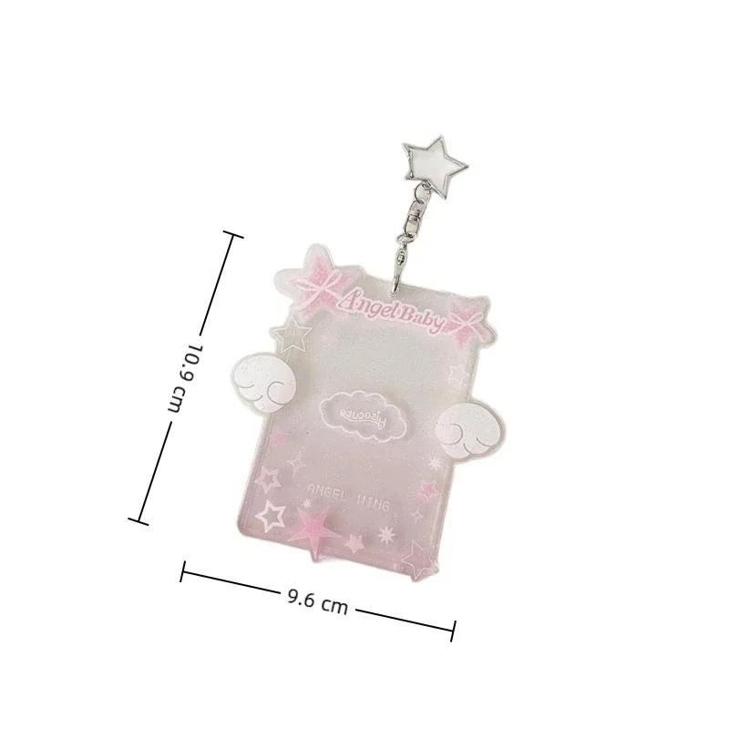 الاكريليك ستار أجنحة شفافة Kpop حامل بطاقة الصور واقية المفاتيح Y2K لطيف 3 بوصة بطاقة كم ظهره الديكور #5