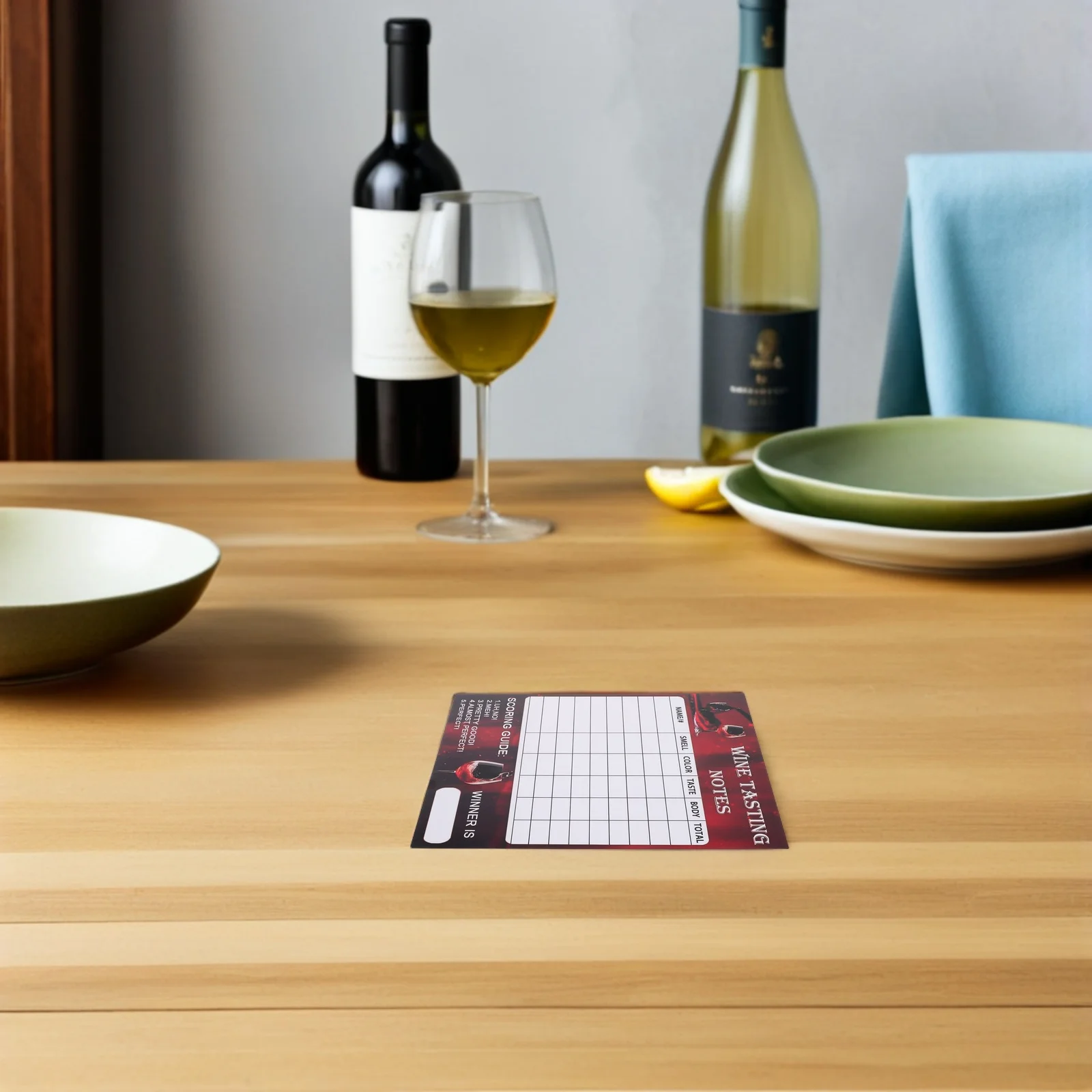 30 Uds. Tarjetas de evaluación de degustación de vino guía de puntuación profesional para notas de sabor hoja de seguimiento de evaluación suministros para eventos Bar