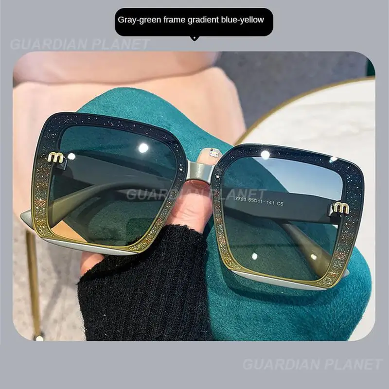 Sun Glasses Gradient Eyeglasses Square Sunglasses Fashion Oversized Eyewear Sunglasses Glitter Powder Frame Retro Men