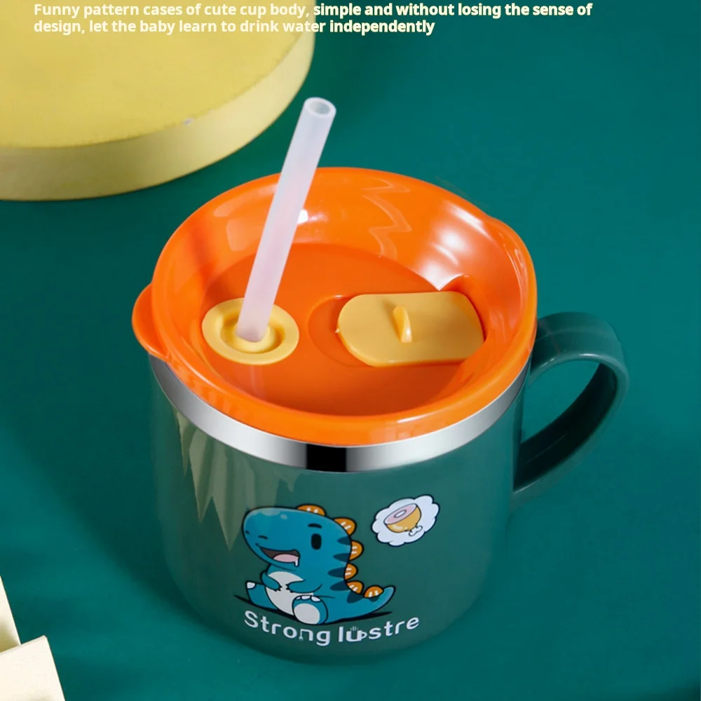 Детские чашки для питья из нержавеющей стали 304, изолированная мерная соломинка с двойными стенками, герметичная, тренировочная, герметичная