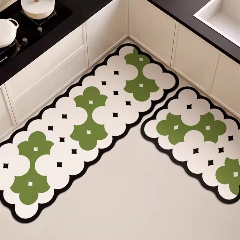 Kitchen Super Absorbent Floor Mat Irregularly Shaped Non-slip Rug Bathroom Non-slip Door Rug Ideal for Kitchens and Bathrooms