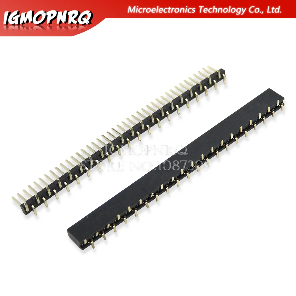 5PCS 1*40p 1*50p SMT Single Row dislocation Male Female PCB Pin Header socket Connector Pinheader 1.27 2.0 2.54 mm For Arduino