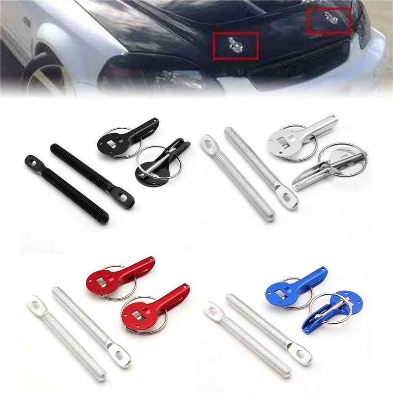 1 Set Universal Down Hood Lock Pins Aluminum Alloy Bonnet Kit With  Multicolors Selection Car Accessories For ALL Racing Speed