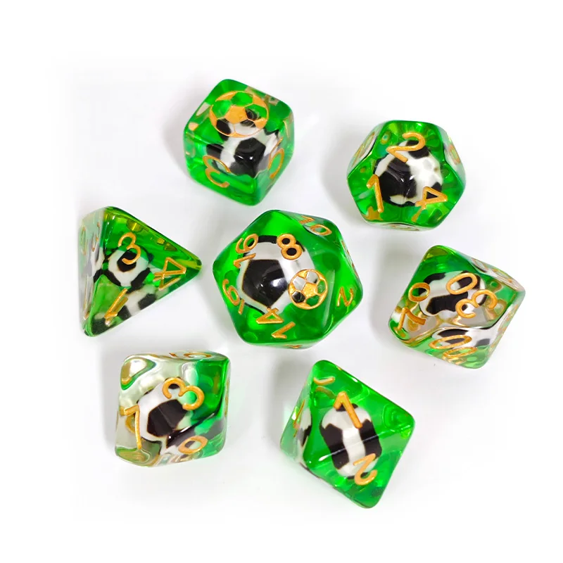 7Pcs/Set Resin DND Dices Polyhedral Football Themed Dices Role Playing Board Table Game Accessories Desk Entertainment Toy