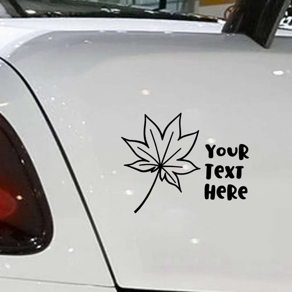 1pc Creative Maple leaf Custom Text Car Stickers Stickers Car Vinyl Sticker Auto Laptop Car Door And Stickers Hood