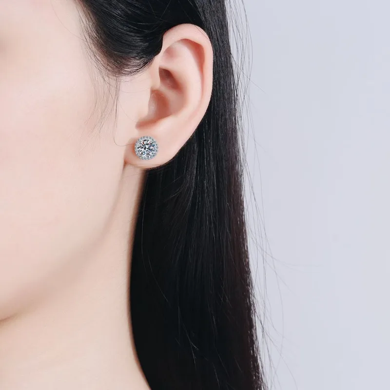Joyce Kelly 6,5 mm 1 Karat bunte Moissanit-Ohrringe, Unisex, männlich, weiblich, S925-Sterlingsilber, funkelnder feiner Schmuck, Herren-Ohrstecker – Detail 19