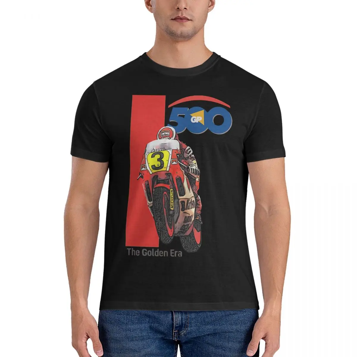 Men's T-Shirts The Golden Era 500 GP Lawson '88 Funny Pure Cotton Tees Short Sleeve The Golden Era Cagiva T Shirts Round Collar