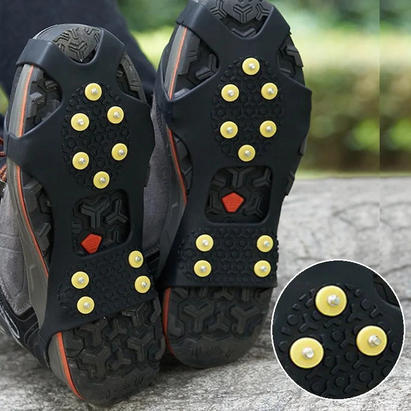 10 Teeth Outdoor Climbing Ice Claw Ice Rubber Non-slip Crampons Crampons Shoes for Walking Hiking FHBZ02