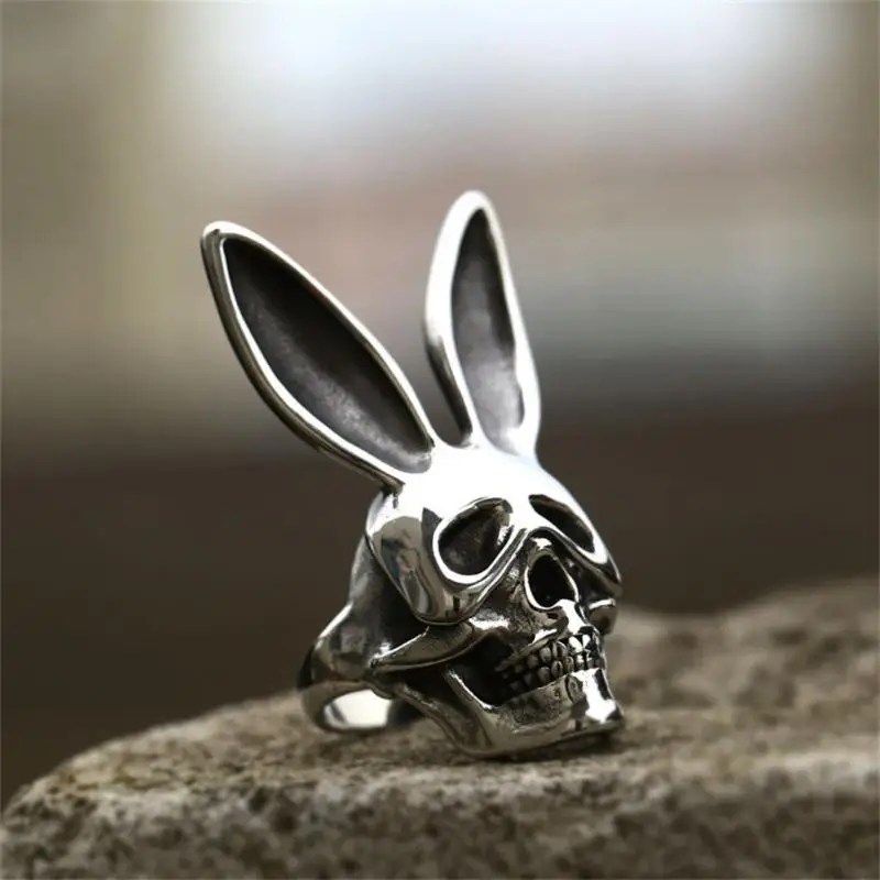 Gothic Punk Skull Ring Vintage Steampunk Women Men's Stainless Steel Ring Hiphop Halloween Jewelry Accessories Skeleton Rings