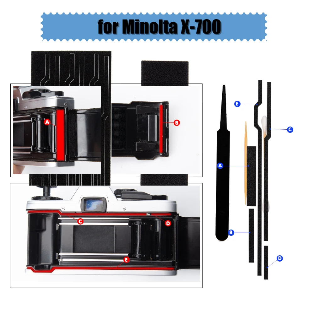 Film Camera Repair Kits Accessories for Minolta X-700 Self Adhesive Light Proof Camera Seal Foam Sponge