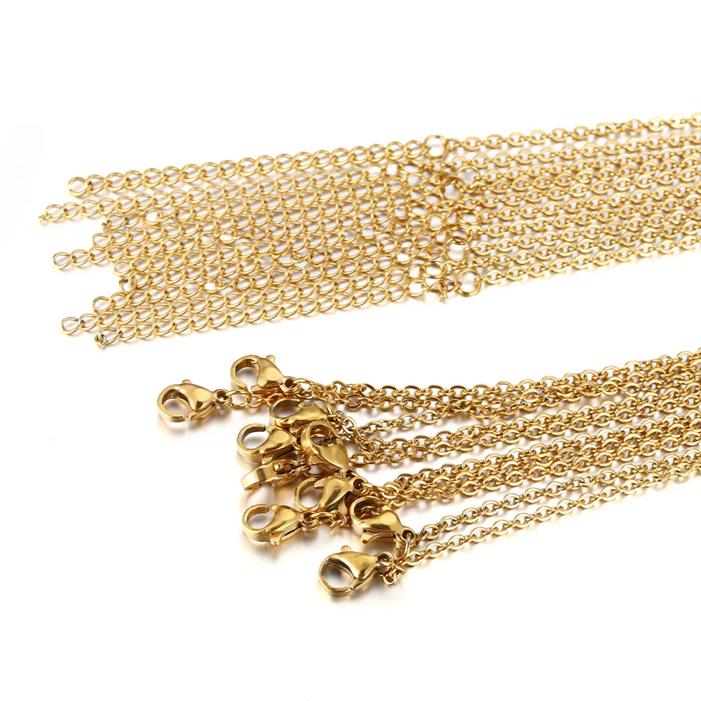 10pcs 45+5cm Gold Color Stainless Steel Link Chains in Bulk Necklaces Fashion Jewelry Adjustable Chains Wholesale Chokers DIY image 5
