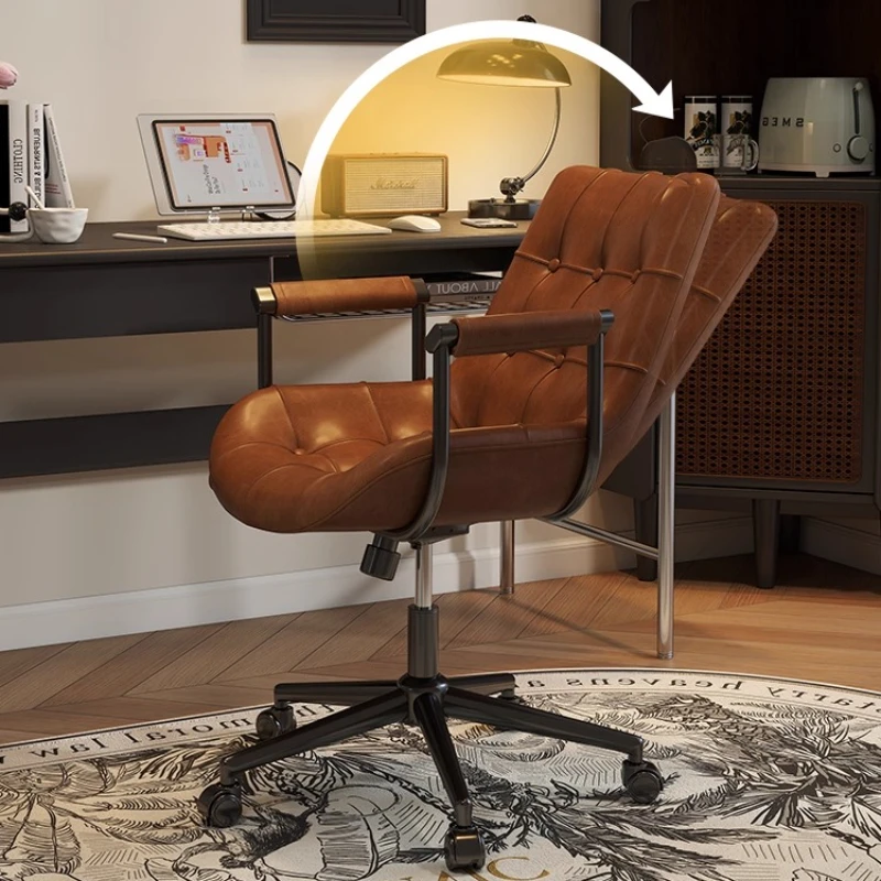 Picture 4: Mid-Century Home Office Chairs Adjustable Swivel Desk Chair with Armrest Bedroom Study Chair Ergonomic Computer Task Stool