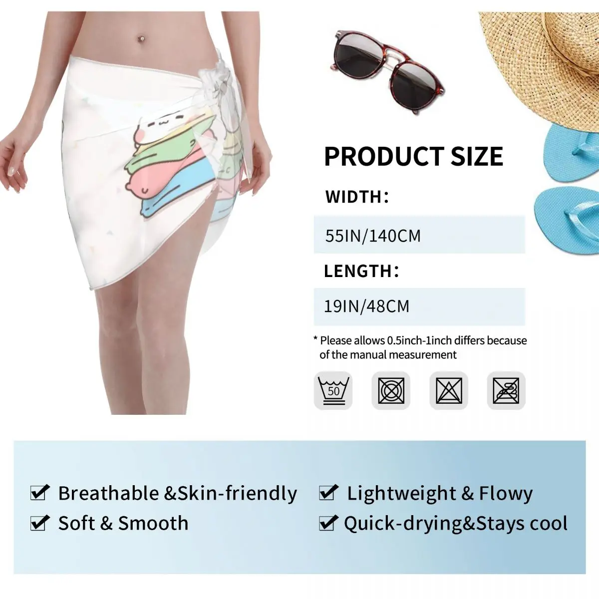 Personalizzato Dudu Beach Bikini Wrap Bikini trasparente Abiti da spiaggia Gonna corta Sciarpa in chiffon Copricostumi per le donne