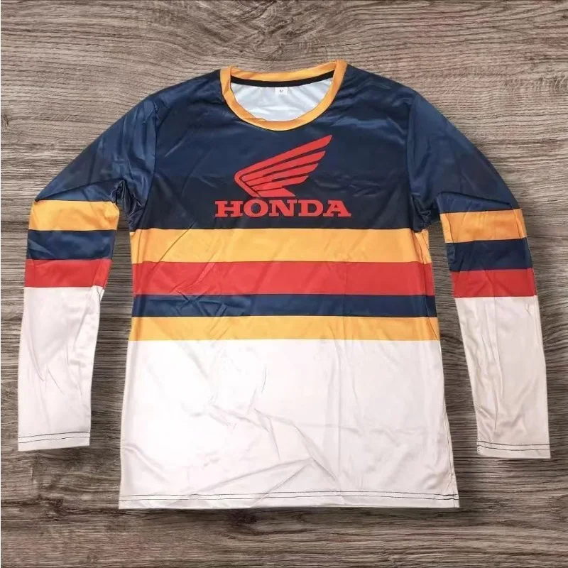 

2026 Classic Honda Graphic Long Sleeve Jersey Men's Moto Racing Shirt Breathable Streetwear Motorcycle Sports Casual Tops