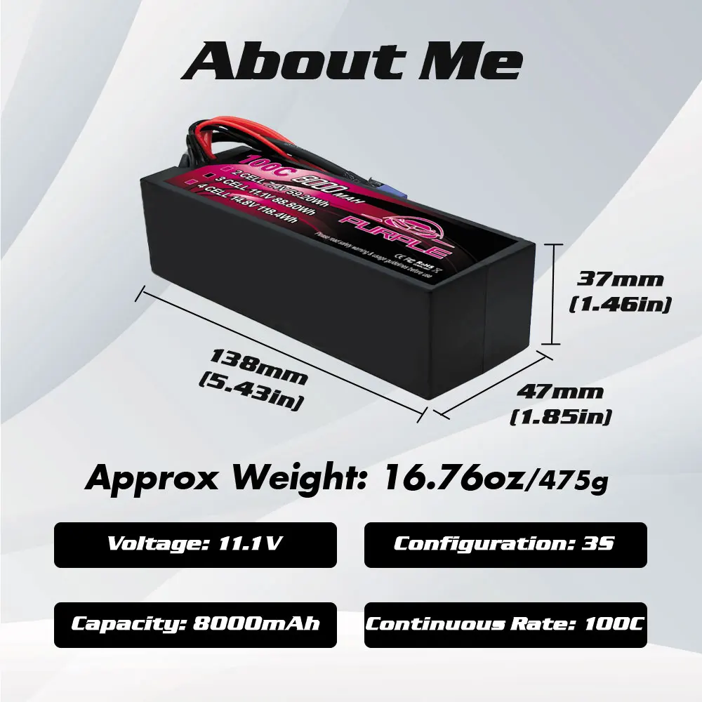 CNHL 2S 3S 4S Lipo Battery 8000mAh 7.4V 11.1V 14.8V 100C Hardcase with EC5 T Plug for RC Car Boat Vehicle Truck Tank Buggy