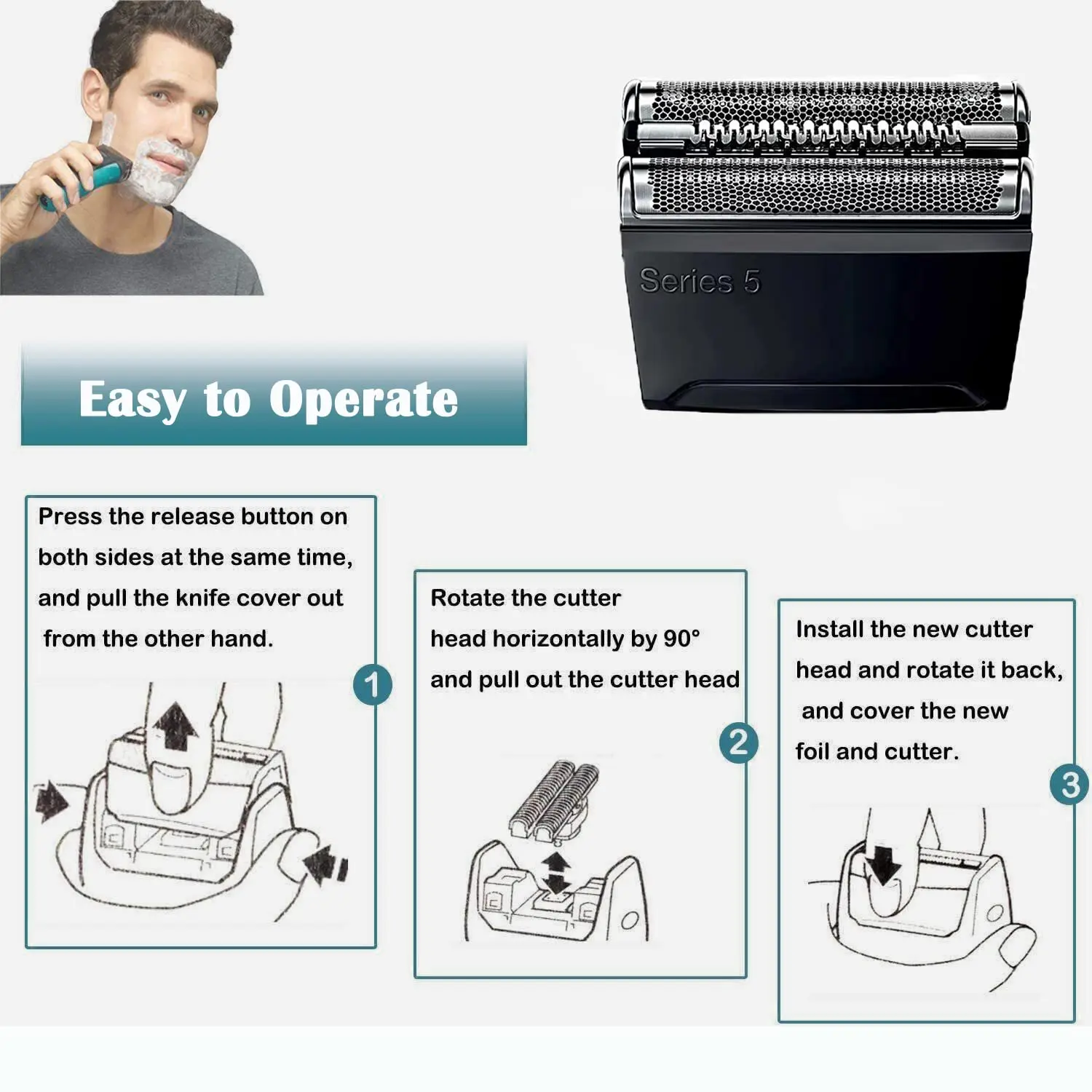 52B Replacement Head For   5 Electric Shavers 5020CS 5769cc, 5018S, 5031S,5160s,5769,5748,5749,5768,5147s,5140Etc